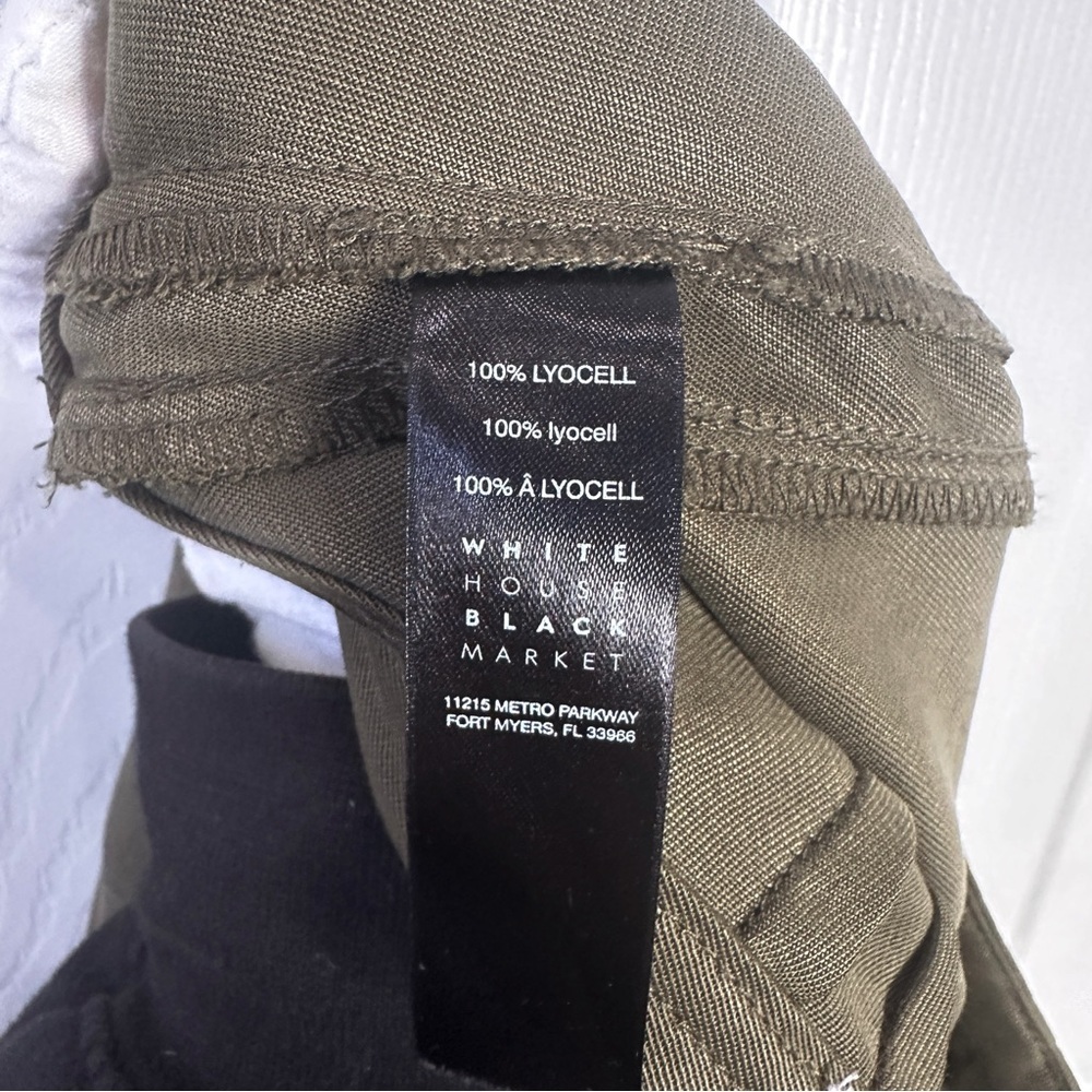 White House Black Market WHBM The 5" Short Lace Up Lyocell Olive Green Women's 8 - Picture 8 of 11